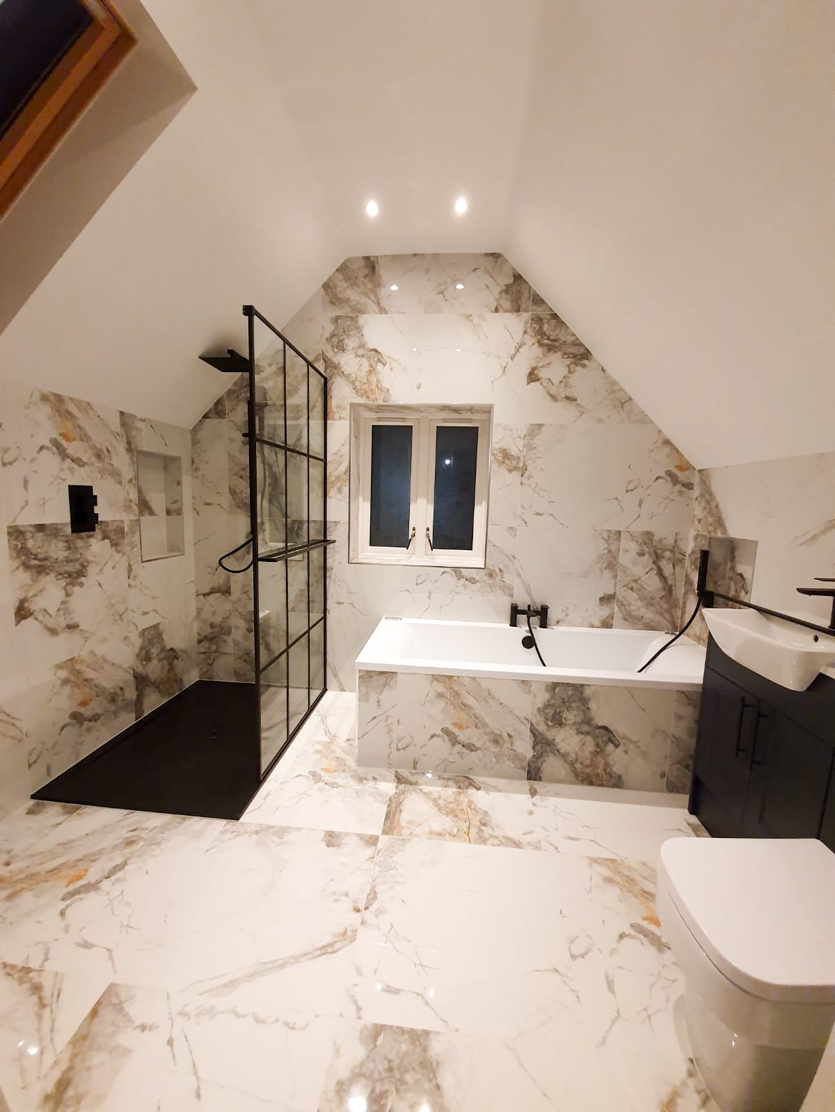 Elegant bathroom design with marble accents